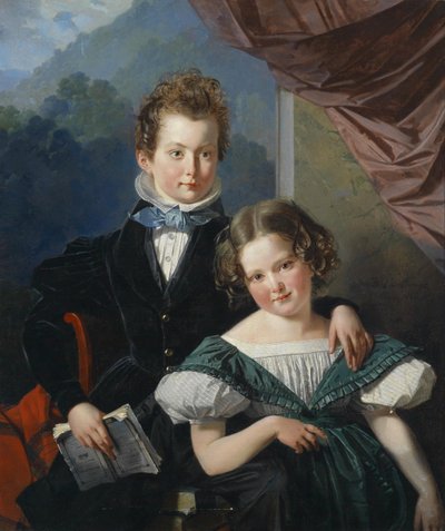 Portrait of Two Children of the de Thier Family (according to tradition) by Barthélemy Vieillevoye